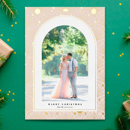 Celestial Vintag Art Deco Foto Weihnachtskarte Folien Feiertagskarte