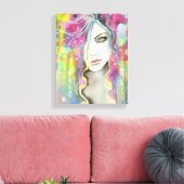 Celestial Vision Girl im Sterne Pop Fantasy Art Leinwanddruck (Insitu (Wohnzimmer))