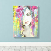 Celestial Vision Girl im Sterne Pop Fantasy Art Leinwanddruck (Insitu (Holzboden))