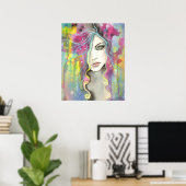 Celestial Vision Girl im Sterne Pop Fantasy Art Poster (Heimbüro)