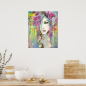 Celestial Vision Girl im Sterne Pop Fantasy Art Poster (Küche)