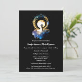 Celestial Vollmond Paar Sternennacht schwarz blau Einladung (Stehend Vorderseite)