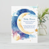 Celestial Watercolor Babydusche Einladung (Stehend Vorderseite)