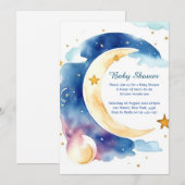 Celestial Watercolor Babydusche Einladung (Vorne/Hinten)