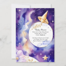 Celestial Watercolor Babydusche Einladung