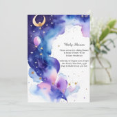 Celestial Watercolor Babydusche Einladung (Stehend Vorderseite)
