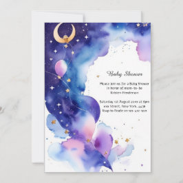 Celestial Watercolor Babydusche Einladung