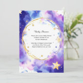 Celestial Watercolor Babydusche Einladung (Stehend Vorderseite)