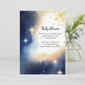 Celestial Watercolor Babydusche Einladung (Stehend Vorderseite)