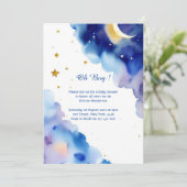 Celestial Watercolor Babydusche Einladung (Stehend Vorderseite)