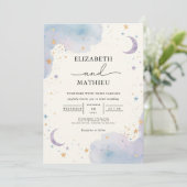 Celestial Watercolor Dream Wedding Einladung (Stehend Vorderseite)
