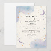 Celestial Watercolor Dream Wedding Einladung (Vorne/Hinten)