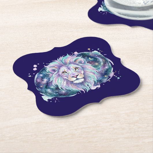 Celestial Watercolor Lion Galaxy Coaster Untersetzer (angewinkelt)