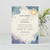 Celestial Watercolor Sky Wedding Einladung (Stehend Vorderseite)