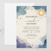 Celestial Watercolor Sky Wedding Einladung (Vorne/Hinten)