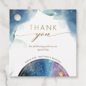 Celestial Watercolor Vielen Dank für Ihre Hochzeit Geschenkanhänger (Vorderseite)