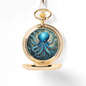 Celestial Waves: Blue Octopus Fractal Art,  Armbanduhr (Vorderseite)