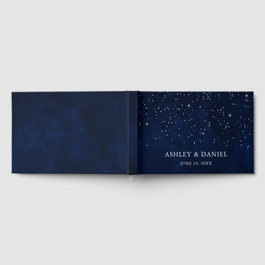 Celestial Wedding Blue Night Stars Hochzeit Gästebuch (Voll)