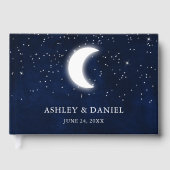 Celestial Wedding Blue Night Stars Moon Wedding Gästebuch (Vorderseite)
