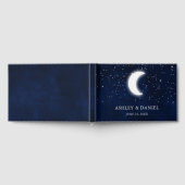 Celestial Wedding Blue Night Stars Moon Wedding Gästebuch (Voll)