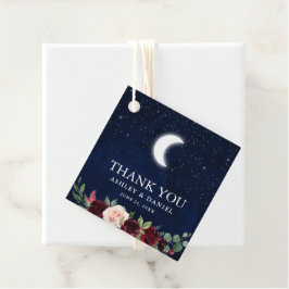 Celestial Wedding Blue Sky Moon Stars Floral Geschenkanhänger