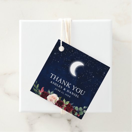 Celestial Wedding Blue Sky Moon Stars Floral Geschenkanhänger (Beispiel)