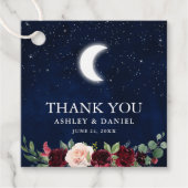 Celestial Wedding Blue Sky Moon Stars Floral Geschenkanhänger (Vorderseite)