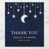 Celestial Wedding Blue Sky Moon Stars Lights Weinetikett (Einzelnes Label)