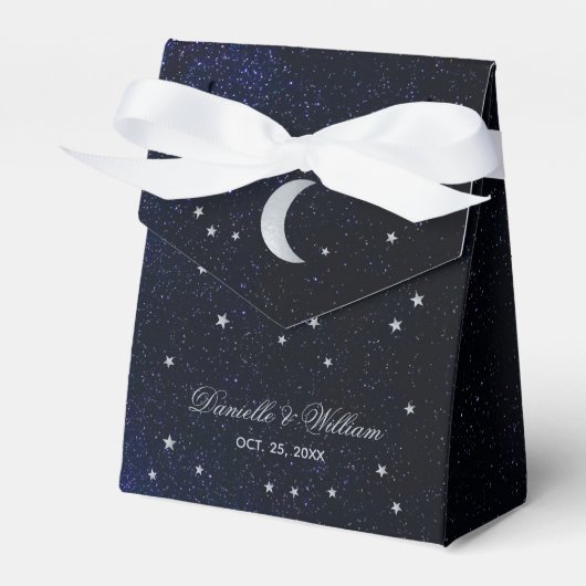 Celestial Wedding Blue Starry Night Silver Moon Geschenkschachtel (Vorderseite)