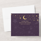 Celestial Wedding Deep Lila Moon and Stars All In One Einladung (Rückseite)