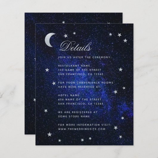 Celestial Wedding Details Budget Enclosure Card (Vorne/Hinten)