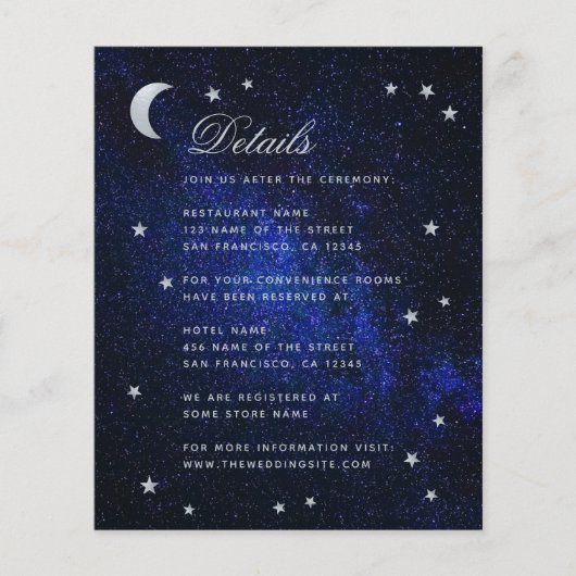Celestial Wedding Details Budget Enclosure Card (Vorderseite)