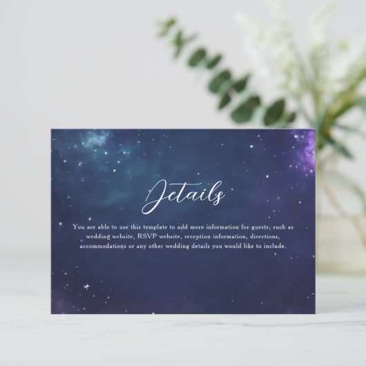 Celestial Wedding Details Card mit Monogramm Begleitkarte (Stehend Vorderseite)