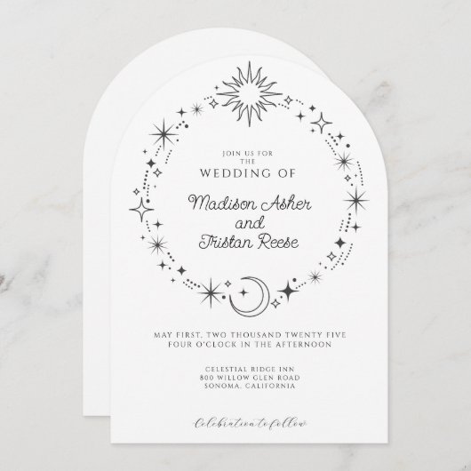 Celestial Wedding Einladung (Vorne/Hinten)