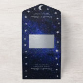 Celestial Wedding Elegante Blue Silver Stars Moon All In One Einladung (Außenbereich)