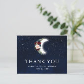 Celestial Wedding Floral Moon Stars Vielen Dank Postkarte (Stehend Vorderseite)