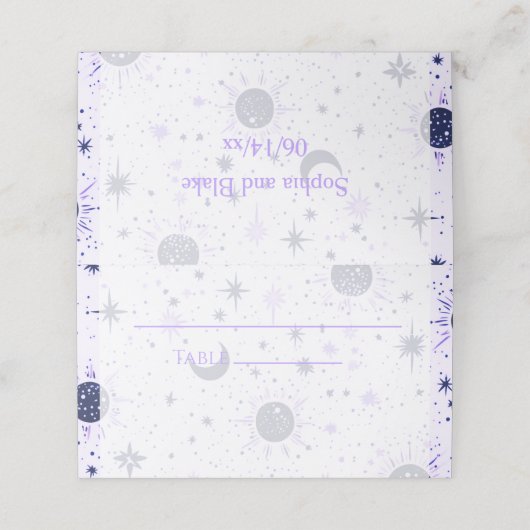 Celestial Wedding Folded Platzkarte (Außenseite Aufgefaltet)