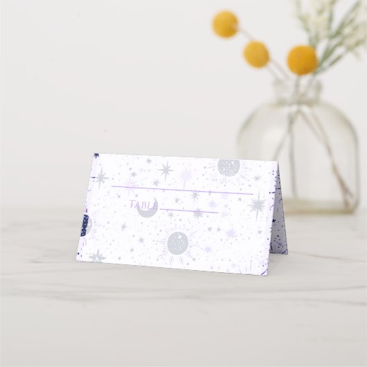 Celestial Wedding Folded Platzkarte (Vorderseite)
