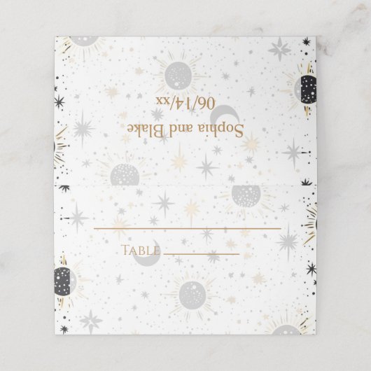 Celestial Wedding Folded Platzkarte (Außenseite Aufgefaltet)