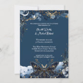 Celestial Wedding Gold und Navy Blue Einladung (Vorderseite)