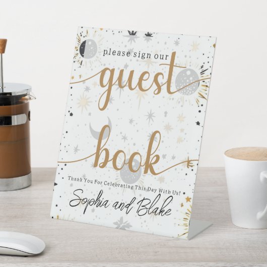 Celestial Wedding Guest Book Pedestal Sign Sockelschild (In SItu)