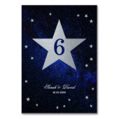 Celestial Wedding Imitats Silver Foil Star Blue Sk Tischnummer (Vorderseite)