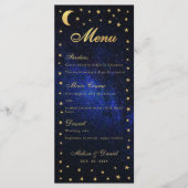 Celestial Wedding Menu - Elegante Blue Gold Stars Menükarte (Vorderseite)