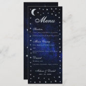 Celestial Wedding Menu Moon and Stars Calligraphy Menükarte (Vorne/Hinten)