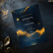 Celestial Wedding - Midnight Blue Starry Night Einladung