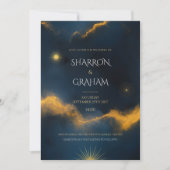 Celestial Wedding - Midnight Blue Starry Night Einladung (Vorderseite)