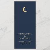 Celestial Wedding Moon Dark Blue Golden Menükarte (Rückseite)