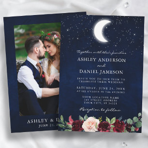 Celestial Wedding Moon Stars Foto Einladung