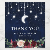 Celestial Wedding Moon Stars Lights Floral Weinetikett (Einzelnes Label)