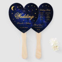 Celestial Wedding Program Gold Stars Moon Elegante